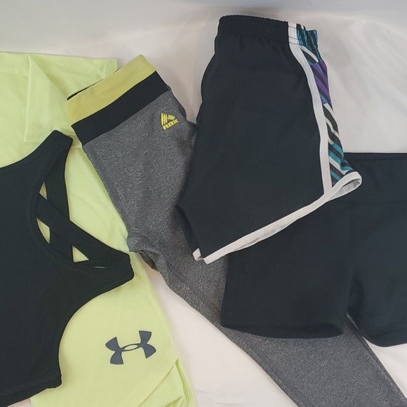 Girls 7/8 BUNDLE of 5 active wear shorts & shirts - Picture 12 of 12